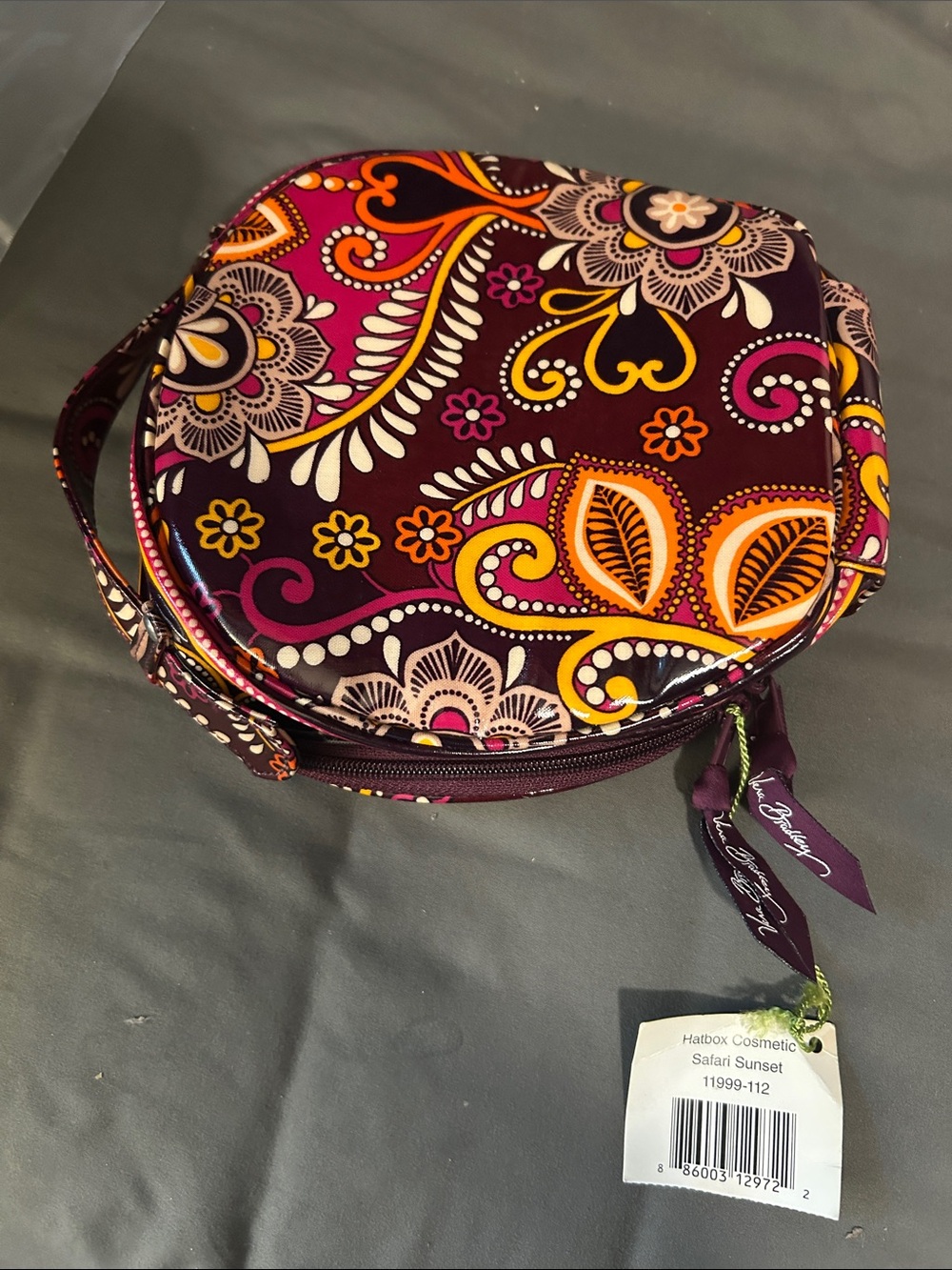 Vera Bradley Purple Multi Round Cosmetic Case - Safari Sunset Print